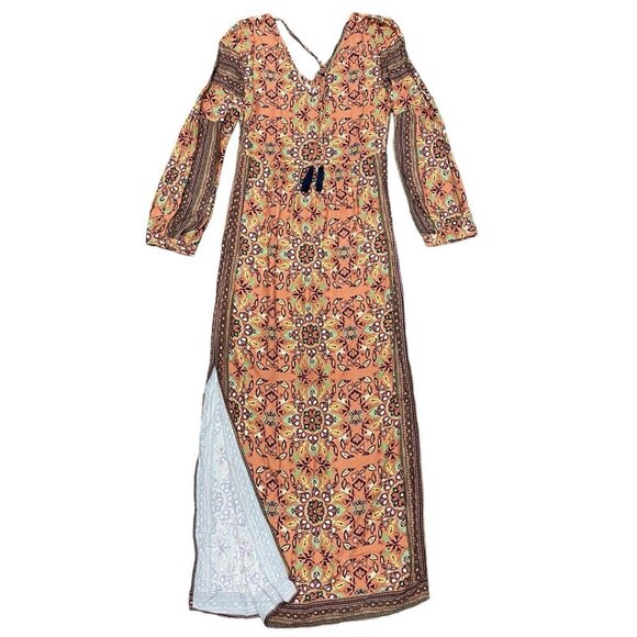Farm Rio Sz S Dress Anthropologie Clarabella Maxi Folk Boho Long Sleeve New NWT - Picture 5 of 7